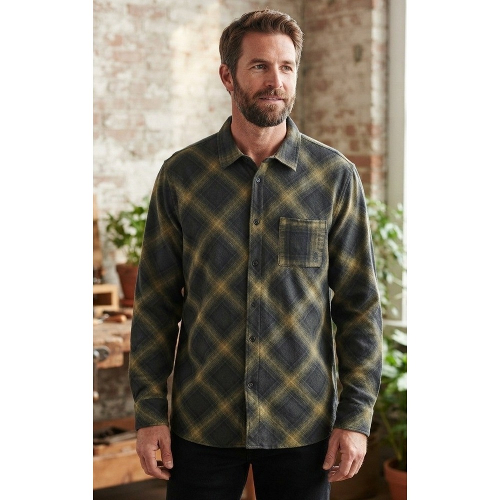 Pendleton Button Down Long Sleeve Plaid Flannel Shirt Mens XL Blue Yellow Cotton